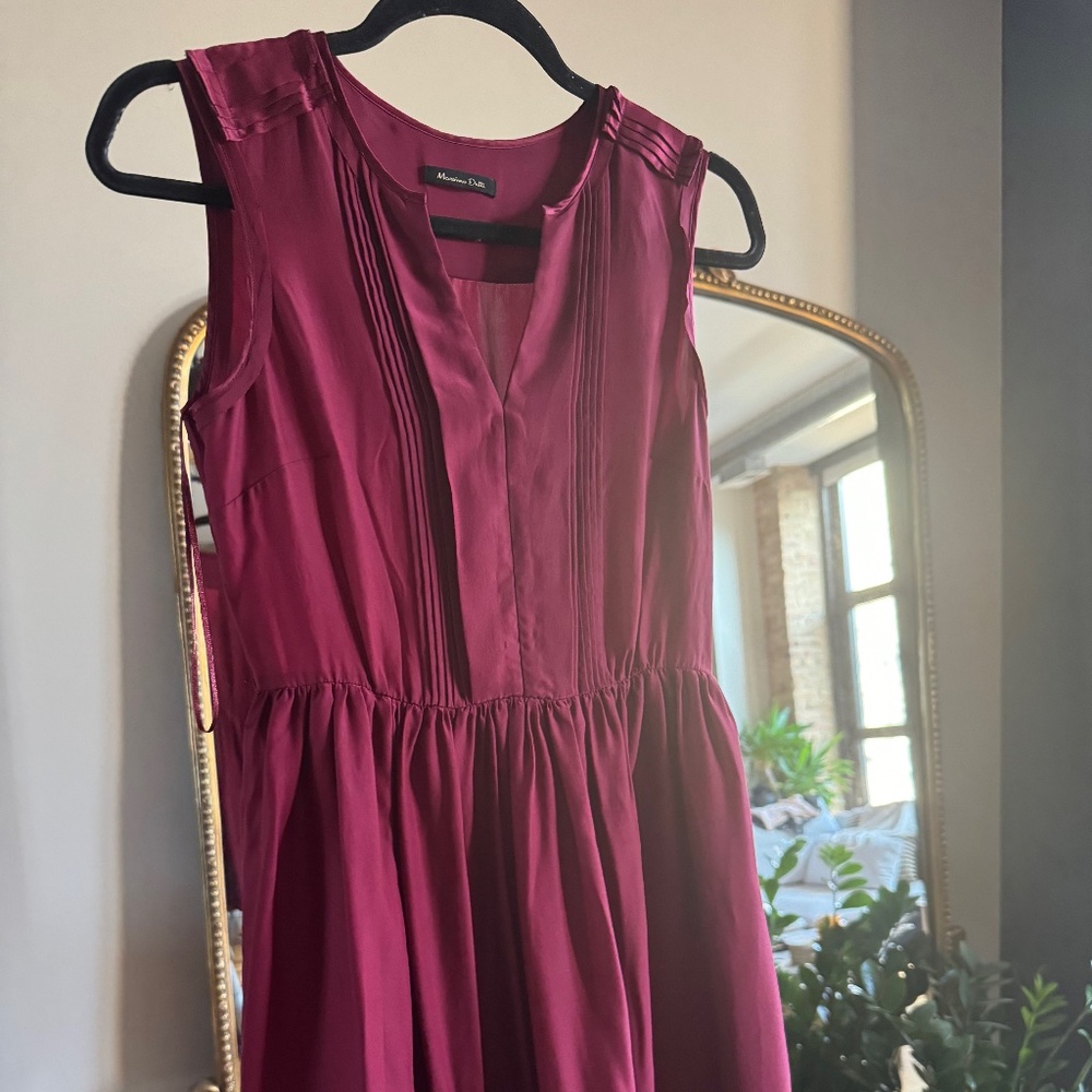 massimo dutti - silk burgundy dress - size 36 / US4